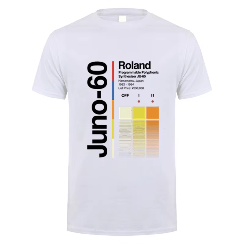 Juno 60 Roland t-shirt en coton pour hommes, t-shirt fantaisie à col rond, à manches courtes, vêteme