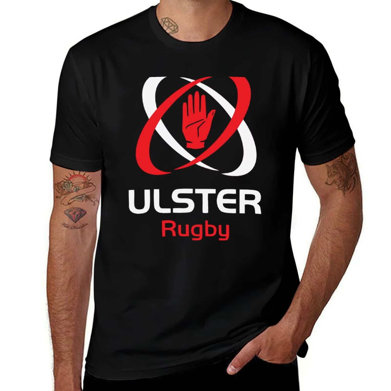 IRFU - T-shirt à manches courtes de sport au design emblématique Ulster Rugby
