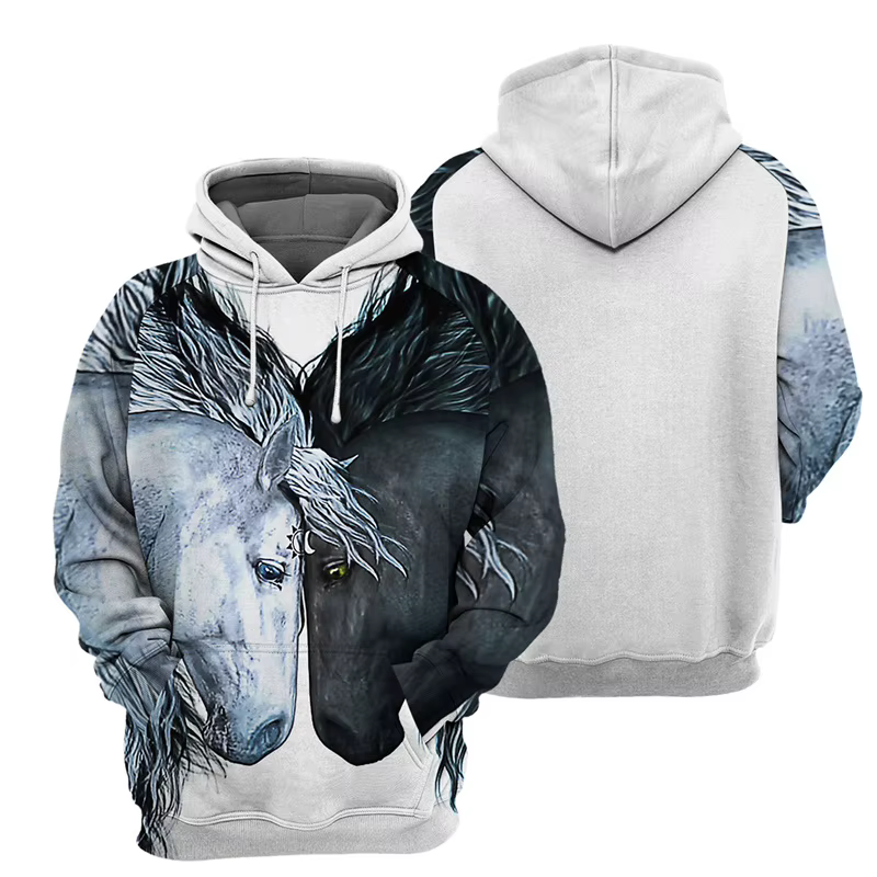 Sweat à capuche imprimé en 3D pour homme, pull à manches longues, manteau à capuche, motif animal, m