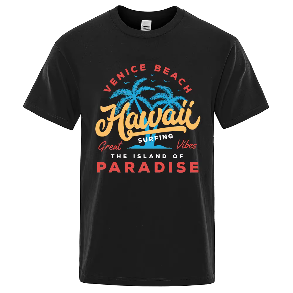 Hawaii surf Venise plage l'île du paradis imprimer hommes T-Shirt mode vêtements coton été hauts hom