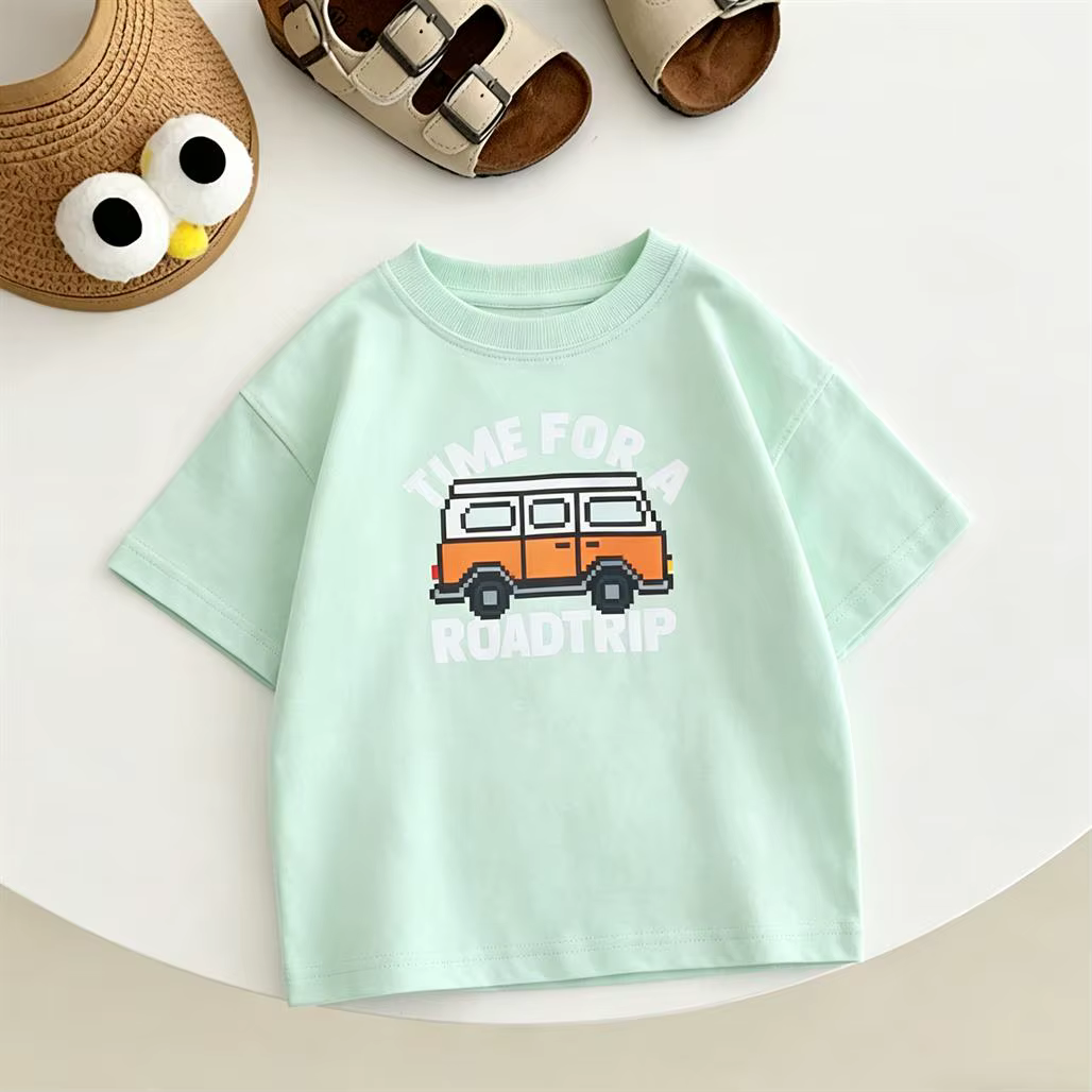 T-shirt de dessin animé, nouveau design, vêtements d'été, hauts à manches courtes adorables pour fil