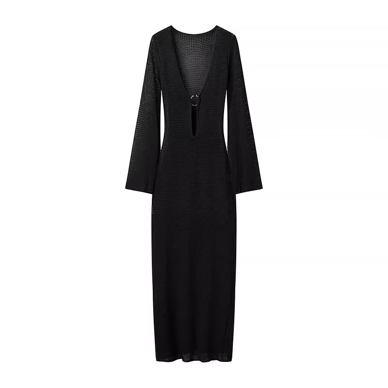 Vêtements pour femmes européennes et américaines, nouvelle robe d'automne et d'hiver à manches évasé