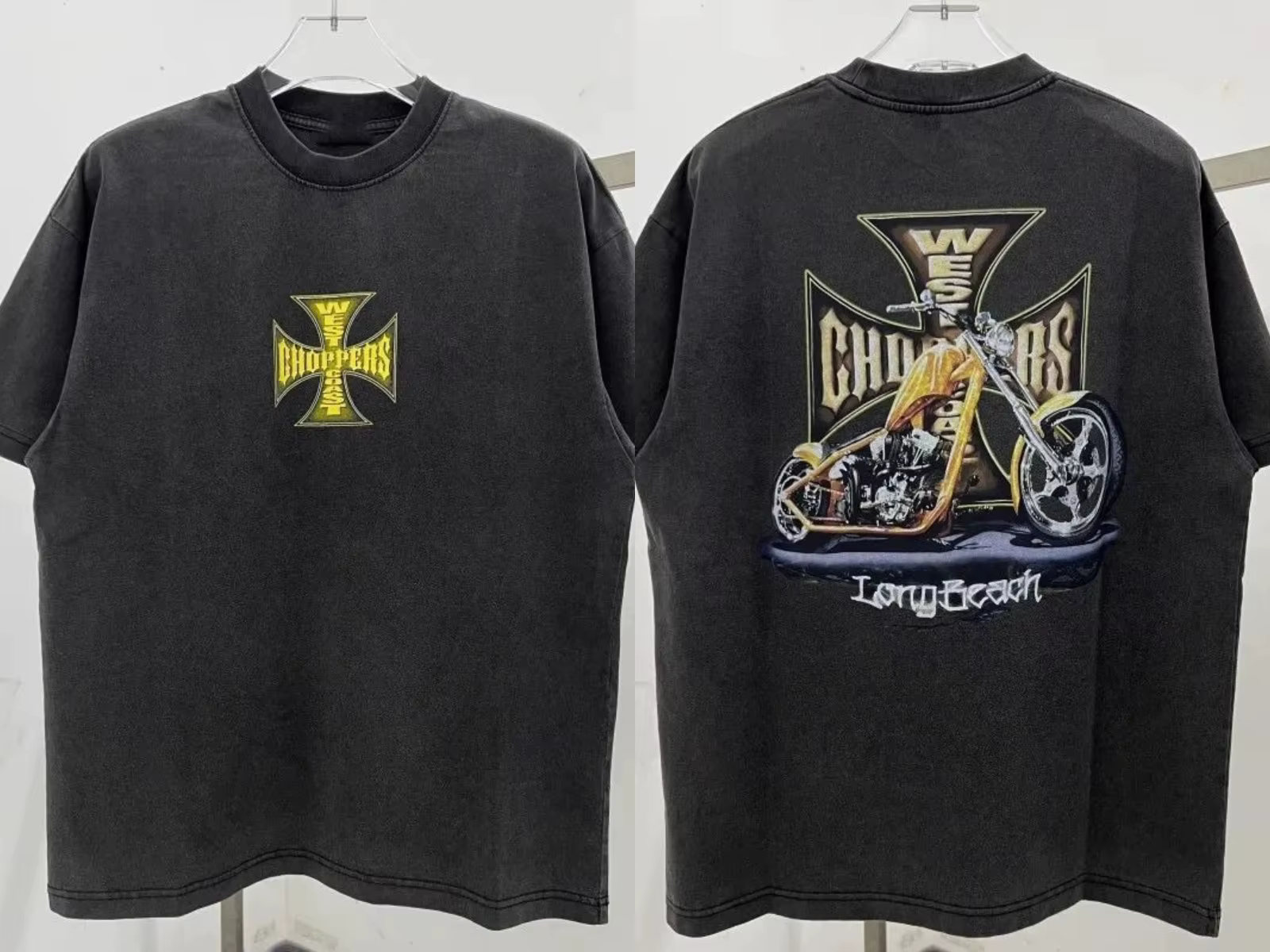 T-shirt en coton pour homme, style motard vintage, streetwear rétro, grunge, confortable, tendance é