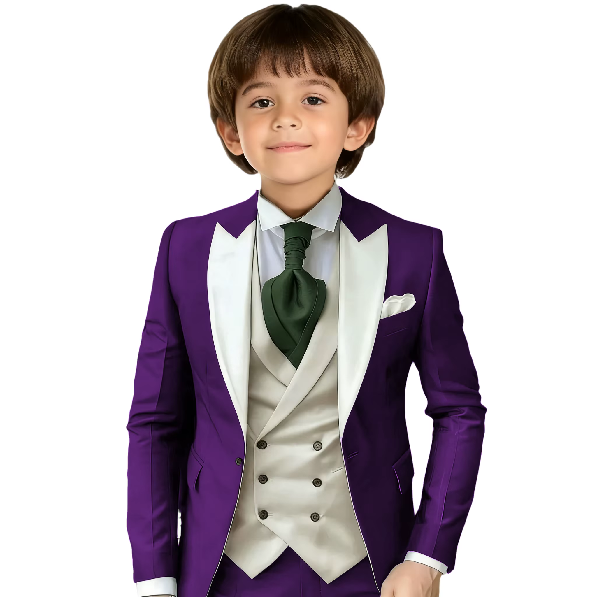 Costume de garçon vert foncé pour photographie, veste et pantalon de cérémonie pour enfants, gilet i