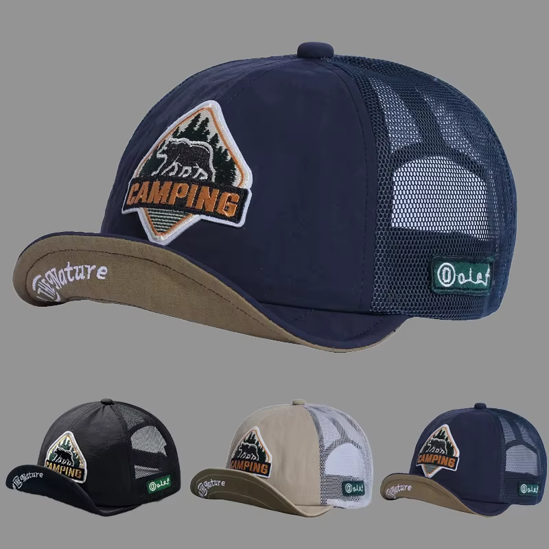 Casquette de baseball à visière courte de grande taille, maille respirante pour papa, 5 panneaux, ch