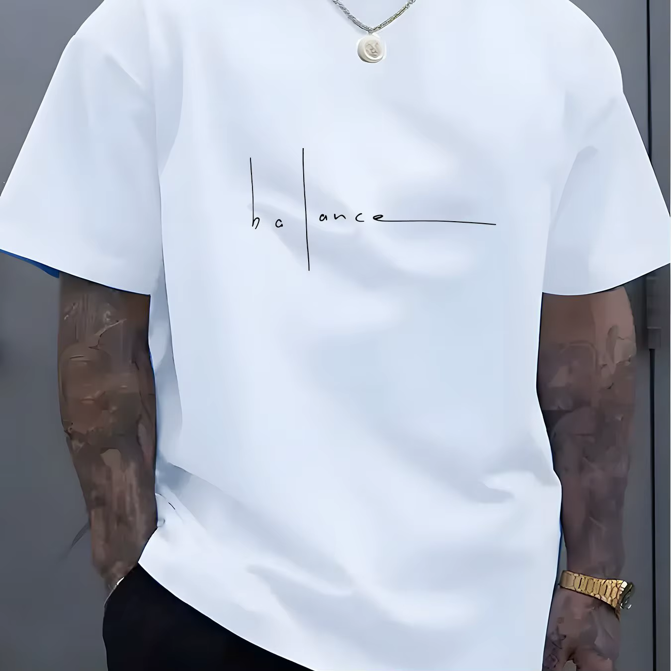T-shirt imprimé pour homme - 100% coton - Motif lettres - T-shirt tendance, décontracté, coupe sport