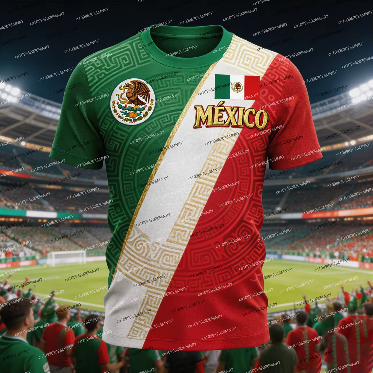 T-shirt drôle avec drapeau national du Mexique 2026, motif 3D, pour homme et femme, manches courtes,