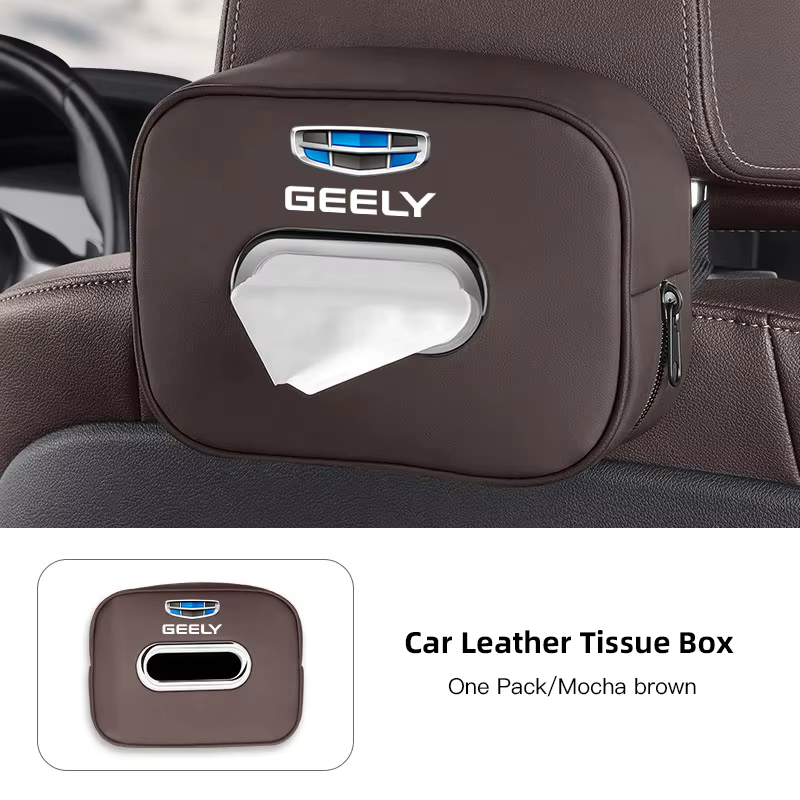 1 pièces accessoires de voiture qualité en cuir Auto papier serviette sac de rangement pour Geely Bo