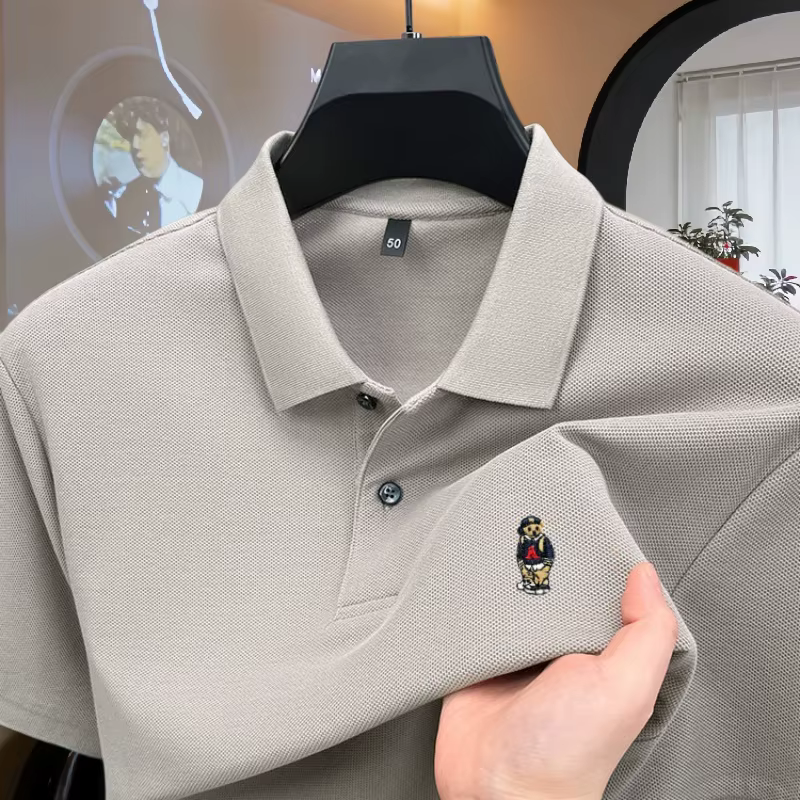 Polo à manches courtes pour homme, 100% coton pur, marque haut de gamme, été, mode de luxe, broderie