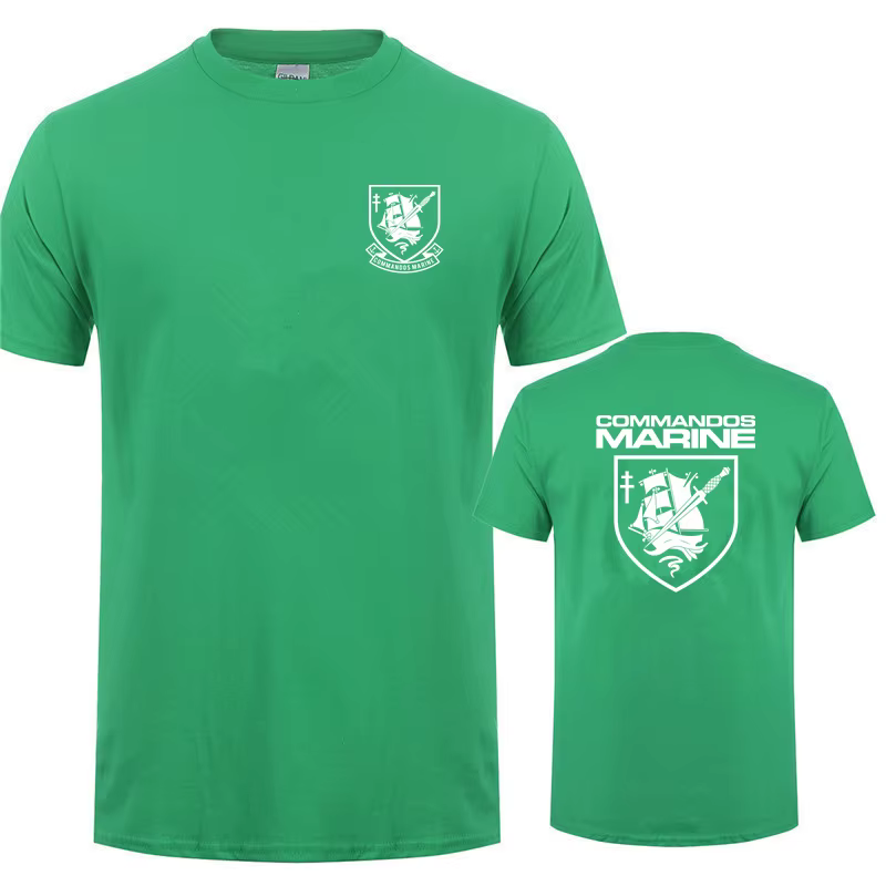T-shirt manches courtes homme, en coton, avec commandes des forces d'opération spéciales françaises,