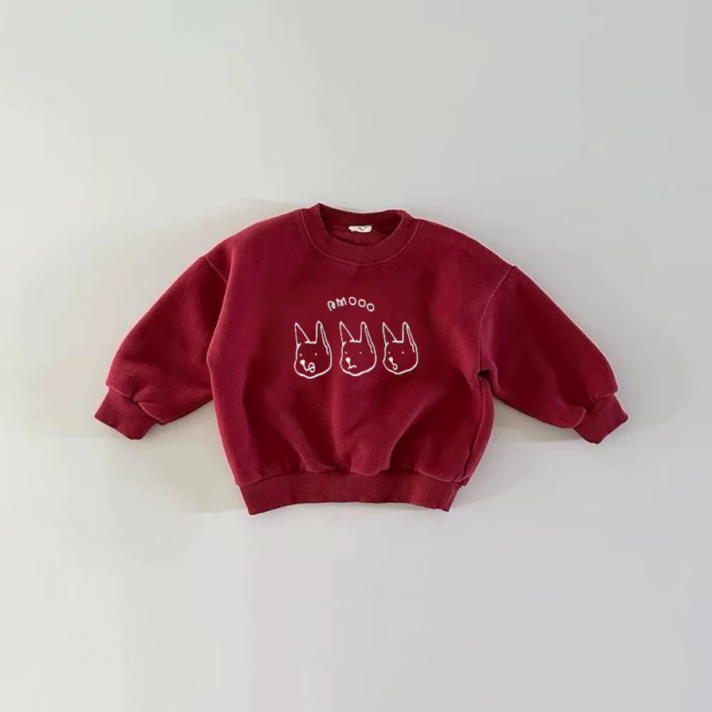 Sweat-shirt à manches longues pour garçons et filles, joli pull à col rond, Simple et décontracté, v