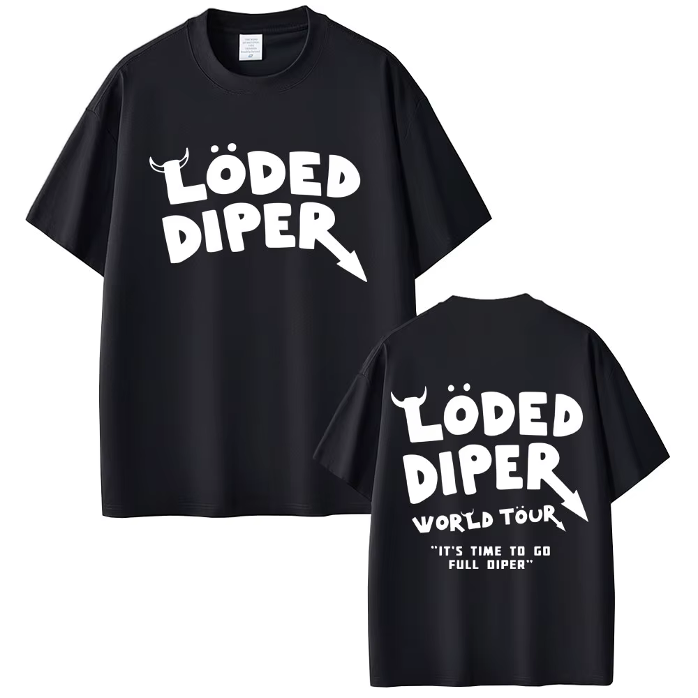 Loded Diper World Tour T-shirt hommes femmes vêtements Vintage Rock surdimensionné à manches courtes