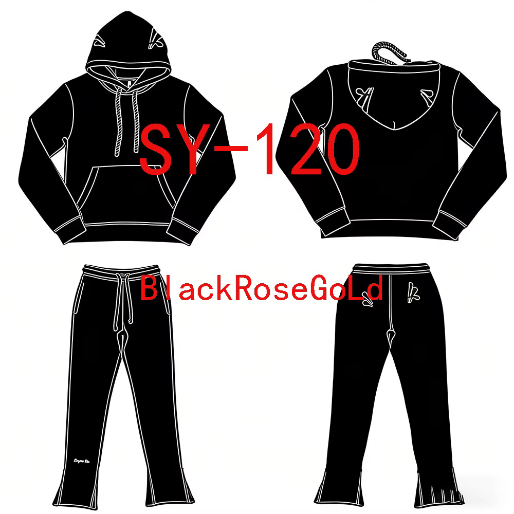 SY-120 Jogging Streetwear sweats à capuche pantalon ensemble survêtement hommes vêtements or Rose bo