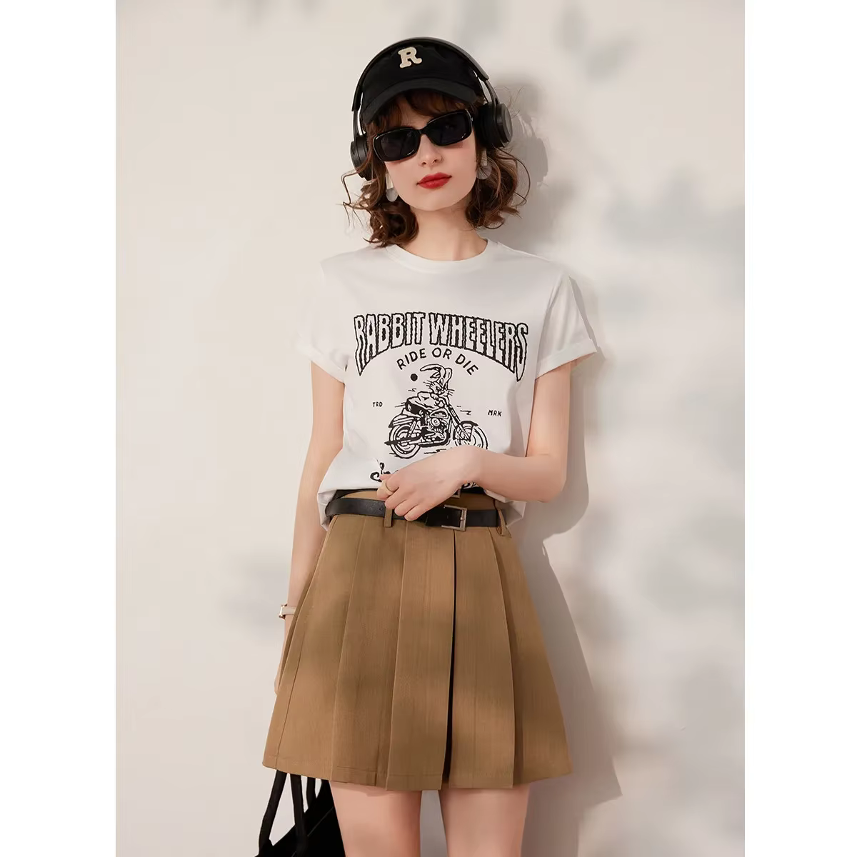 Modiis Yao-T-shirt manches courtes col rond femme, 100% coton, décontracté, à la mode, rose, blanc, 