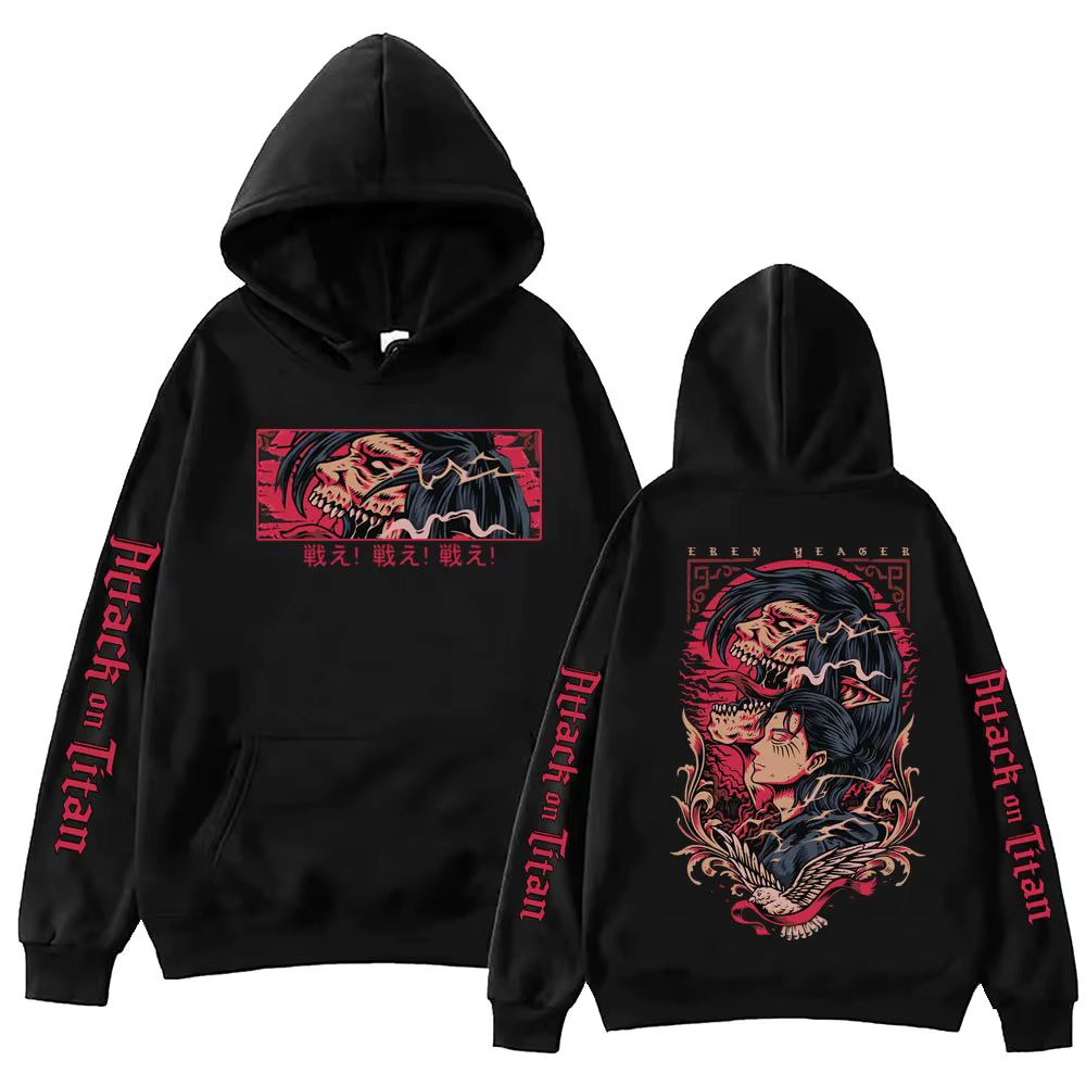 Sweat à capuche Anime Attack on Titan Eren pour hommes et femmes, sweat Harajuku, manches longues, p