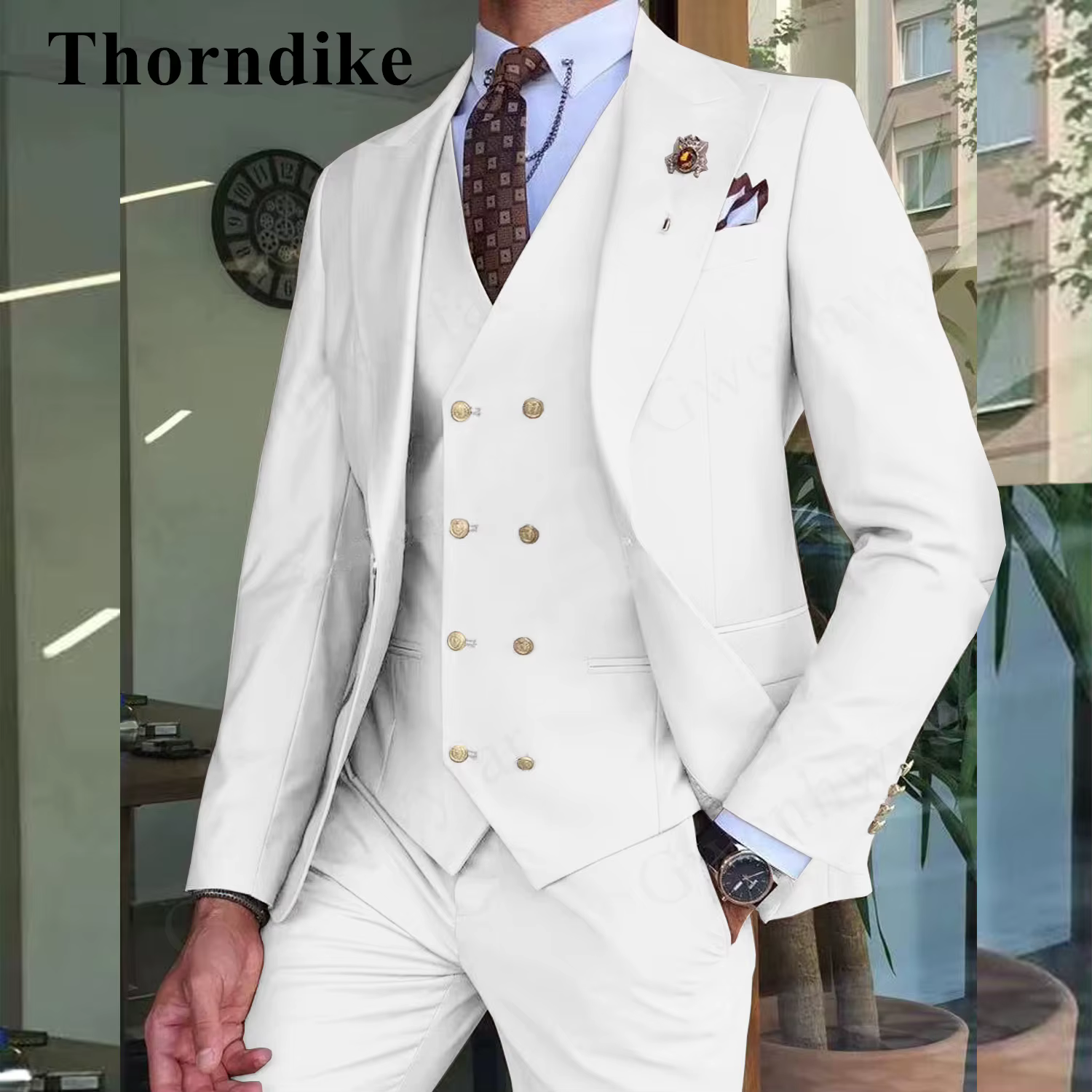 Gwenhwyfar 2024 hommes costumes couleur kaki revers à pointe (veste + gilet + pantalon) coupe ajusté