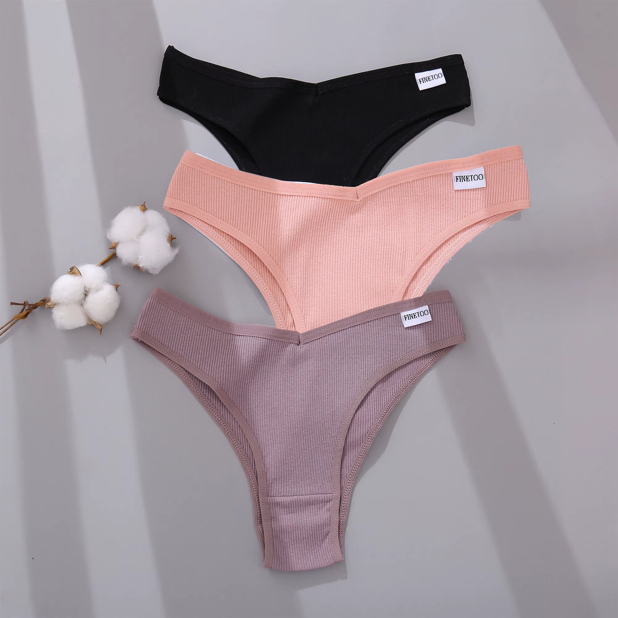 FINETOO 3/5 pièces coton culotte brésilienne culotte femme Sexy taille V t-back sous-vêtements femme