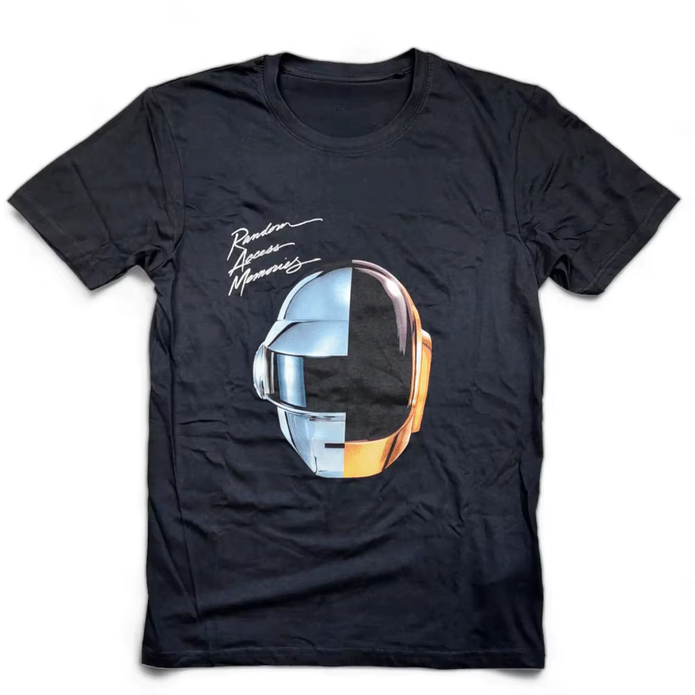 Daft Punk Random Access Memories T-shirt en coton imprimé avec casque, duo de musique électronique, 