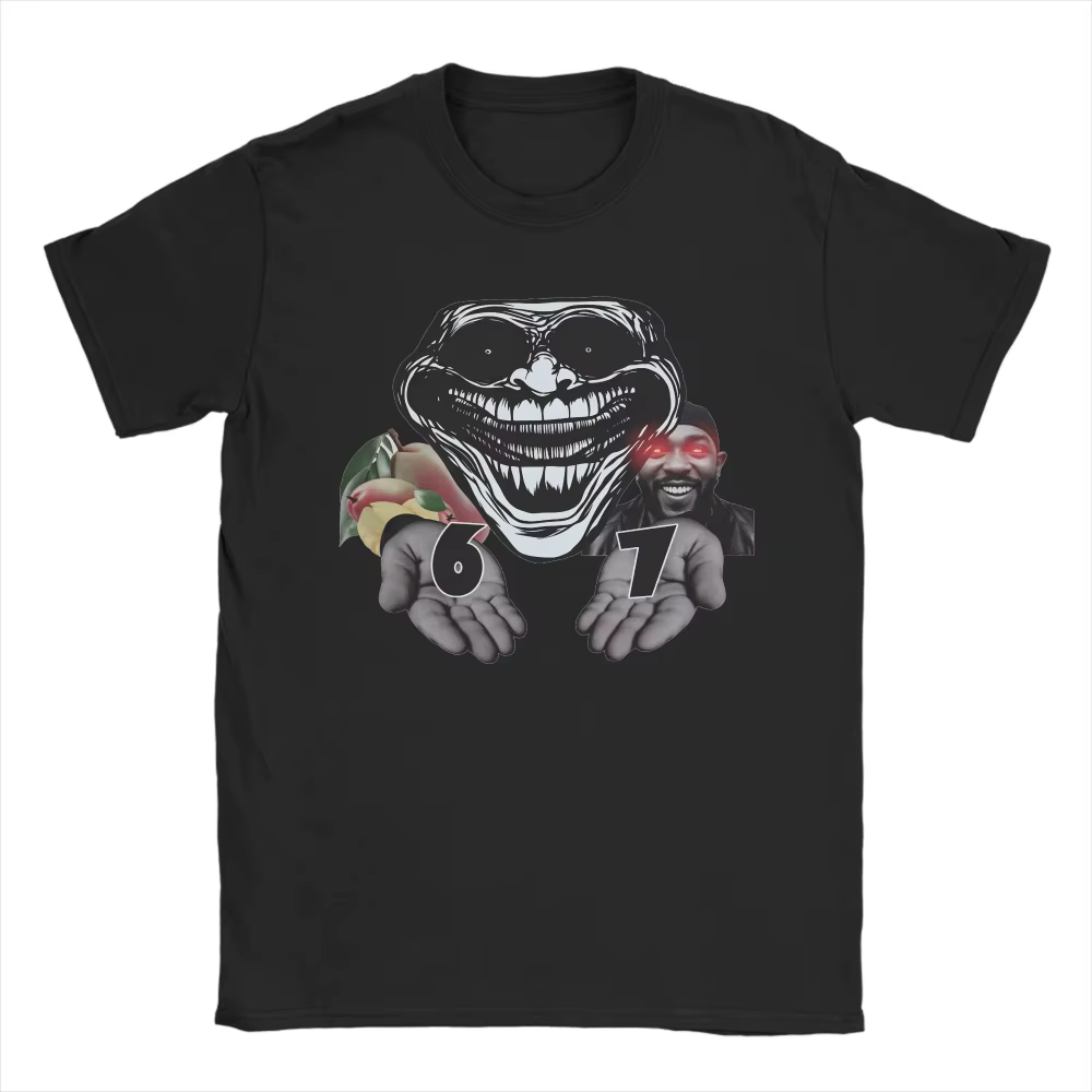 T-shirt graphique Trollface Meme pour hommes et femmes, col ras du cou, en coton imprimé, manches co