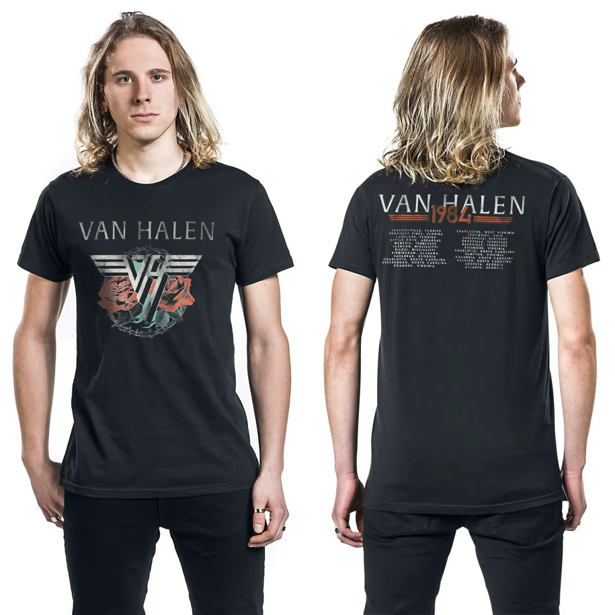 Nouveau T-shirt en coton avec motif Van Halen, unisexe, manches courtes, marque de mode, tee-shirt d