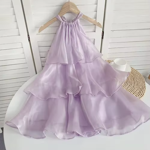 Robe de gâteau patchwork à volants pour femmes, licou doux chic, robes taille haute, vêtements vinta