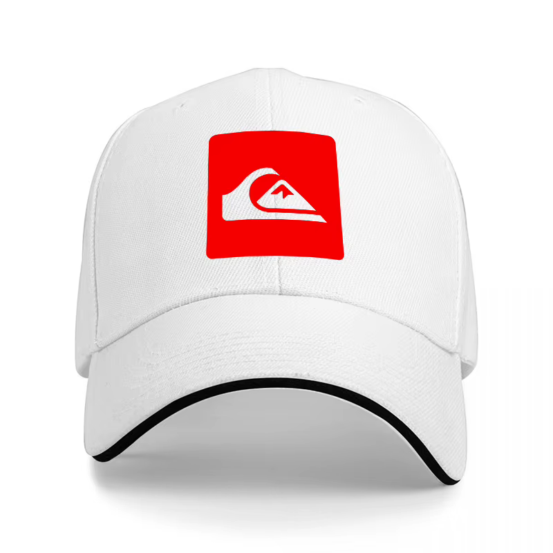 Casquette de baseball noire avec logo Quiksilver, motif carré rouge et bordure blanche pour un style