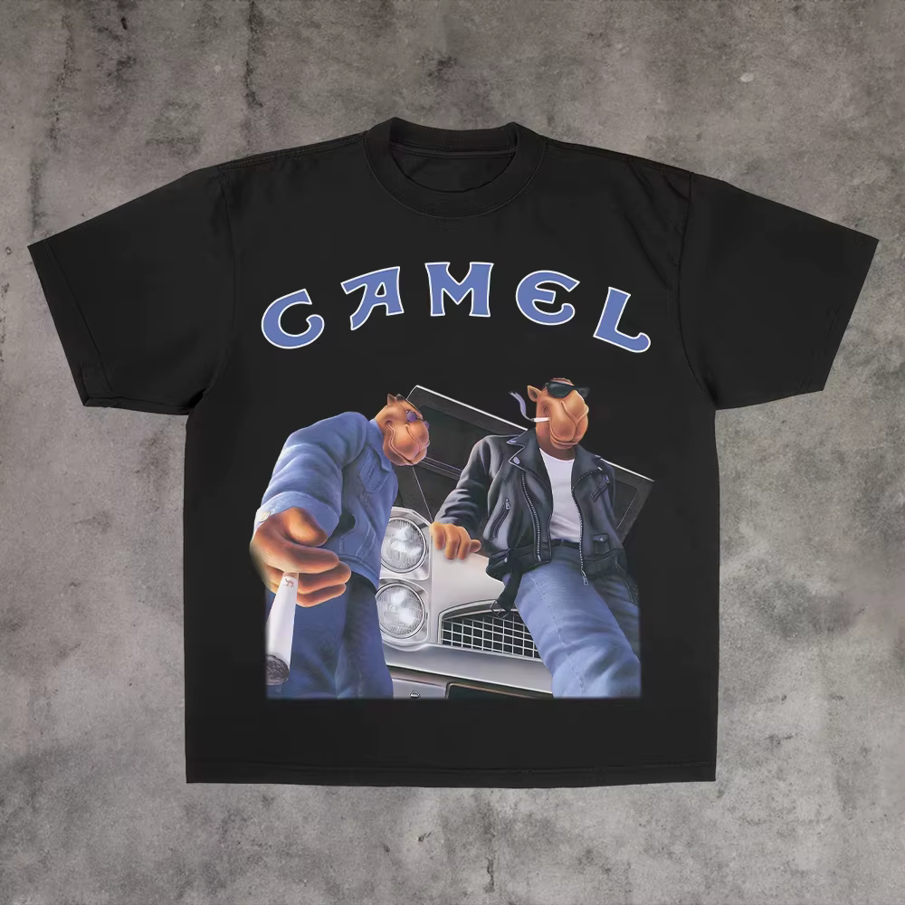 T-shirt vintage Racing Adventure Classic Camel, marque tendance, en coton, avec motif graphique, pou