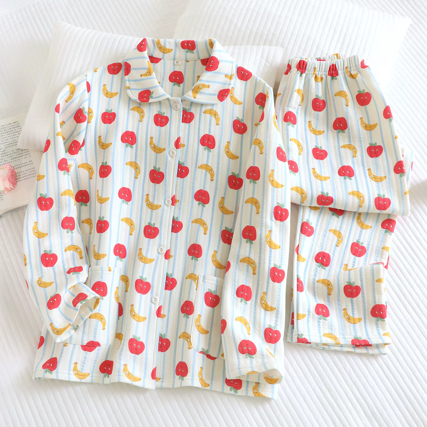 Couche d'air rembourrée en coton pour femmes, vêtements de maison en pur coton, pantalons à revers à