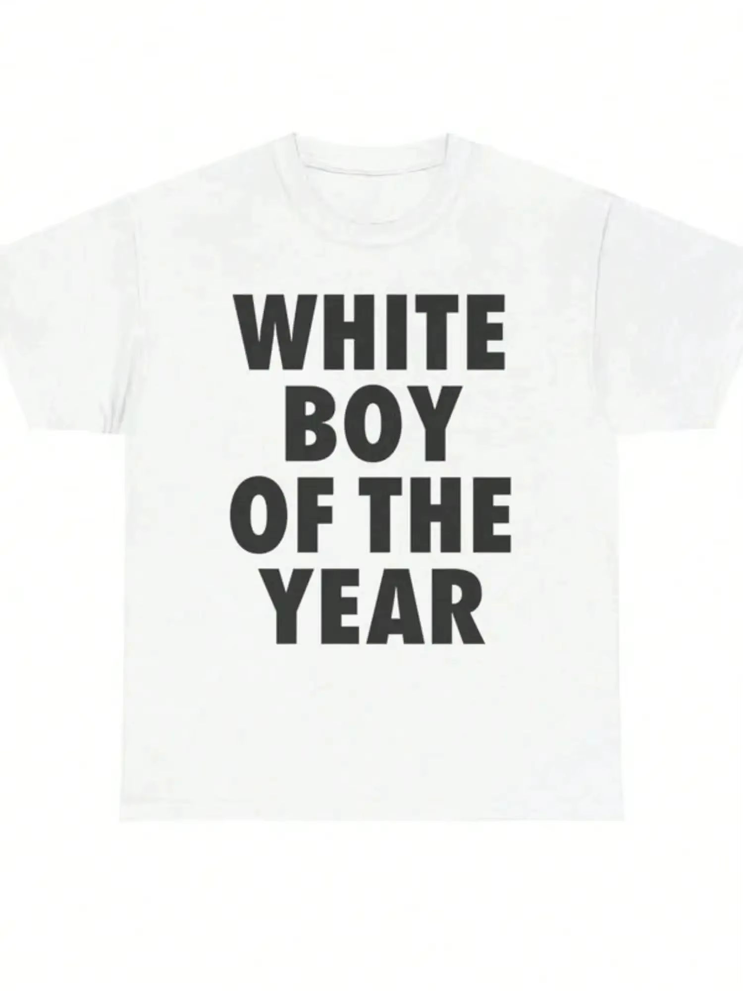 T-shirts WHITE BOY OF THE YEAR en coton imprimé à manches courtes, style rétro, streetwear décontrac