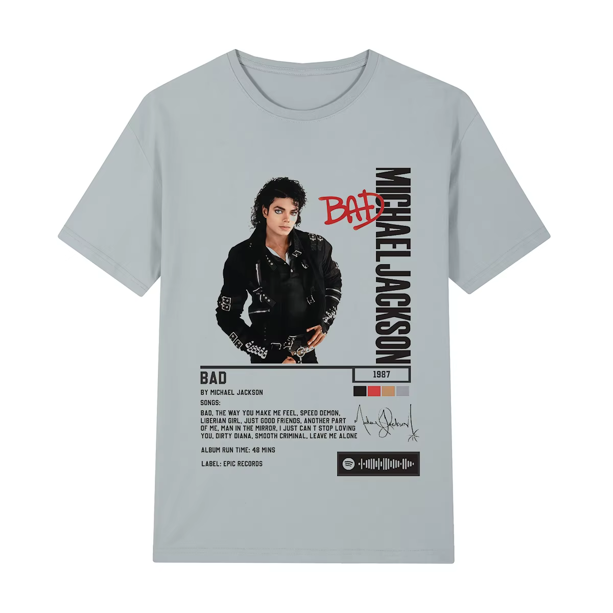 T-shirt homme et femme, streetwear décontracté, en coton, avec motif du chanteur Michael Jackson Bad