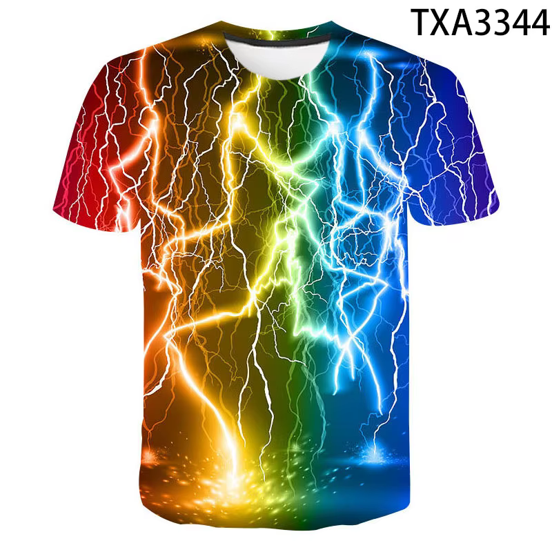 Mode été Thunderbolt T-shirt hommes femmes enfants foudre Flash impression 3D T-shirt garçon fille e