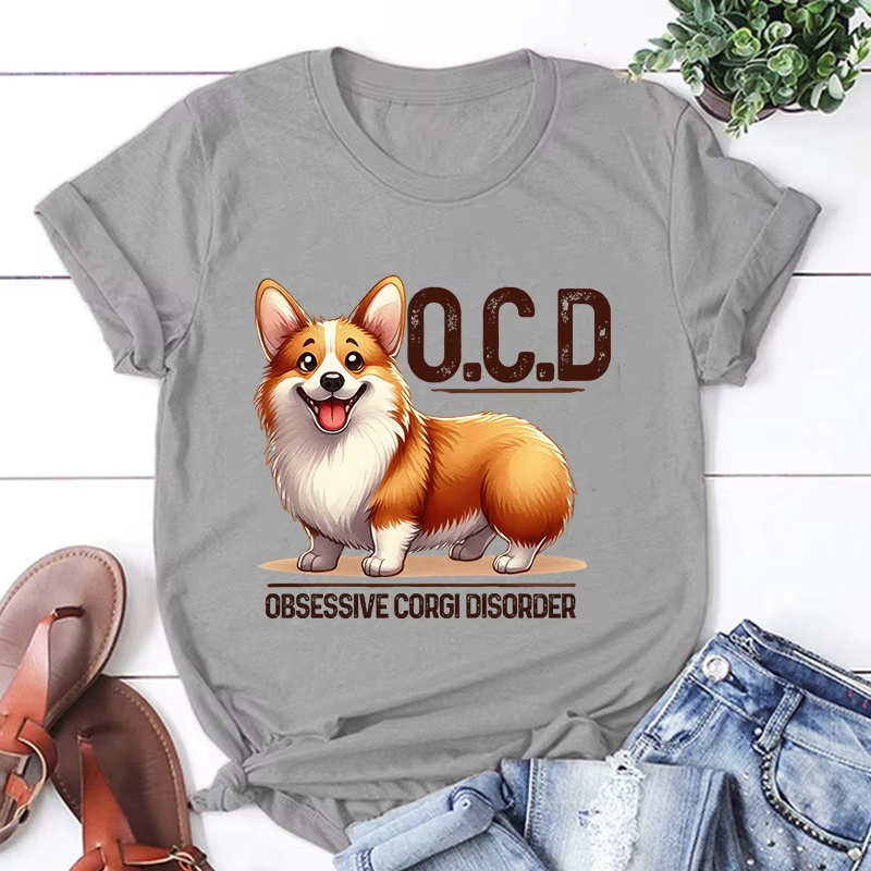 T-shirt à Manches Courtes et Col Rond pour Homme et Femme, Vêtement Cool avec Imprimé de Corgi Disor