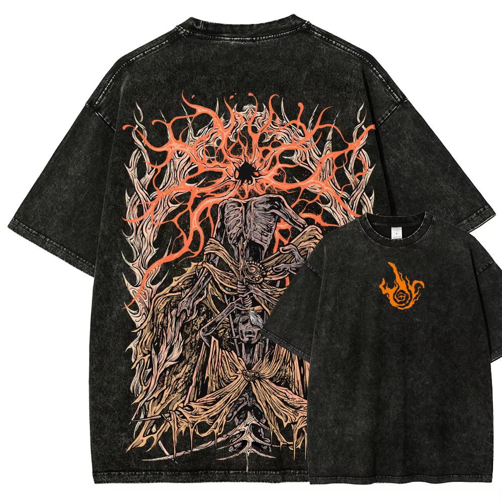 T-shirt vintage imprimé Sufferer pour homme, esthétique gothique, effet délavé, 100% coton épais, st