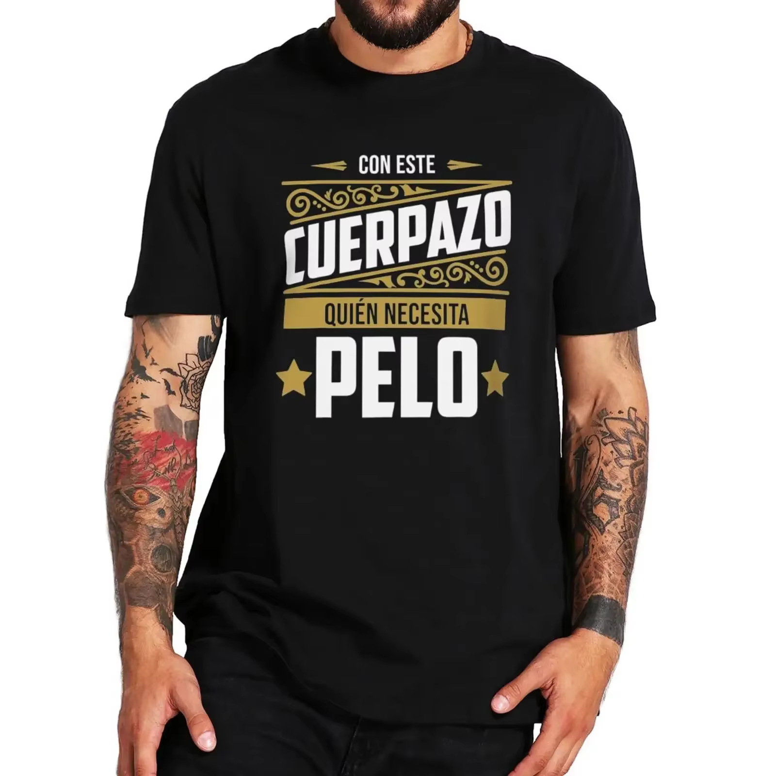 T-shirt This Great Body Who Need Hair pour homme, 100% coton, humour, humour, humoristique, humour, 