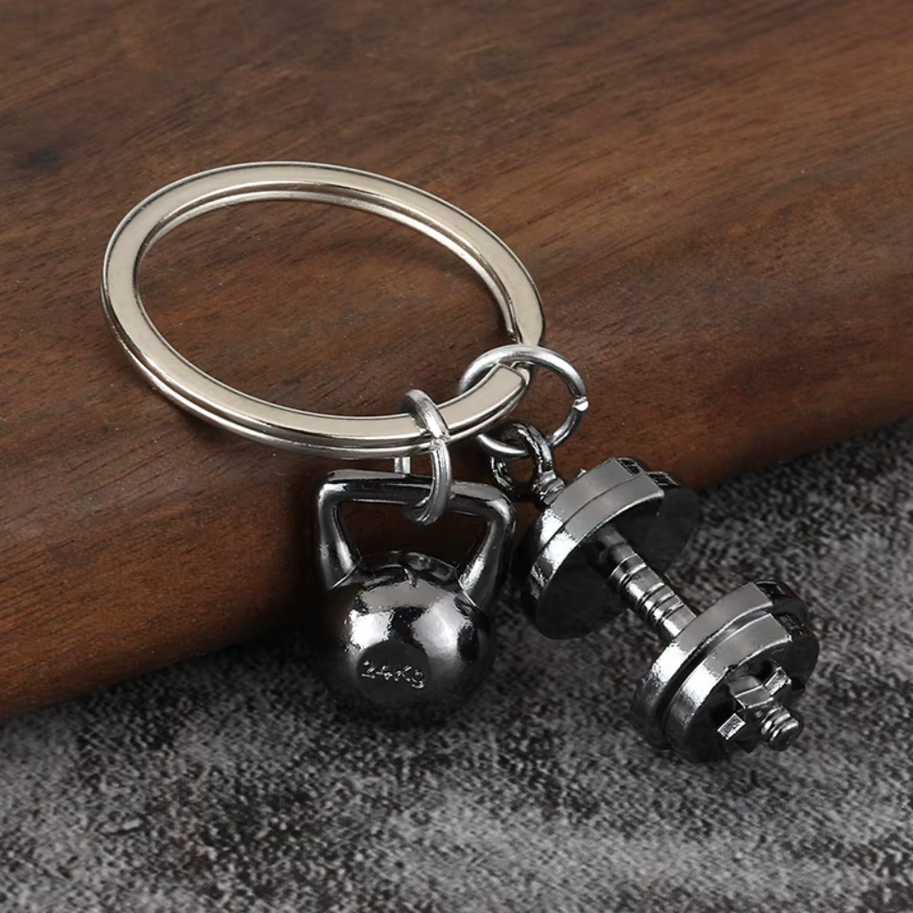 Porte-clés haltère décoratif tendance, accessoire de fitness, pendentif de gym, design de pendentif 