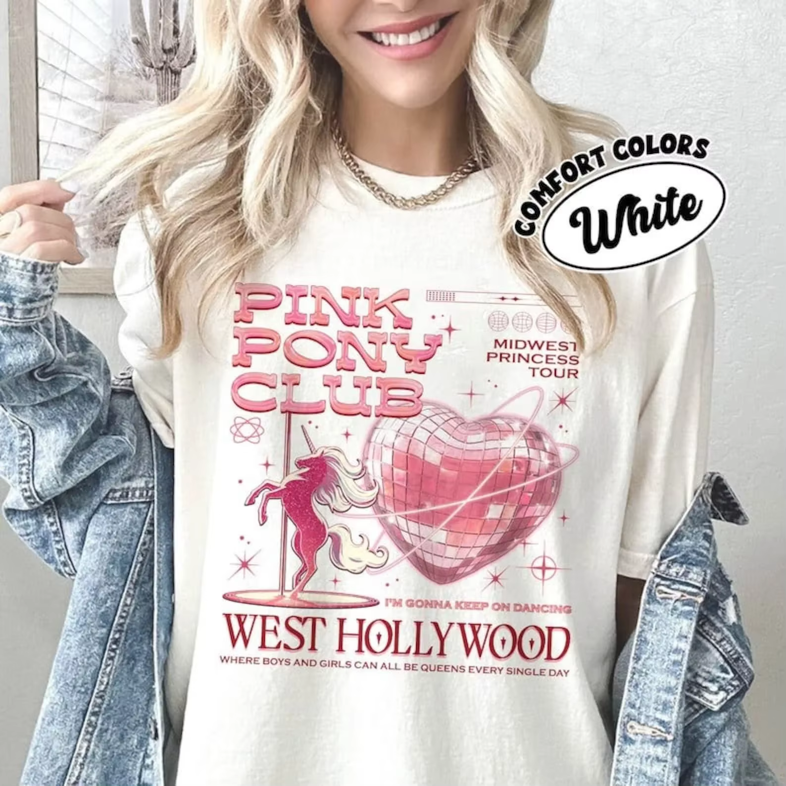 Pink Pony Club Midwest Princess Tour Shirt, Sapphic Lesbian Tee, 100% Cotton, Retro Shirt, Unisex Te