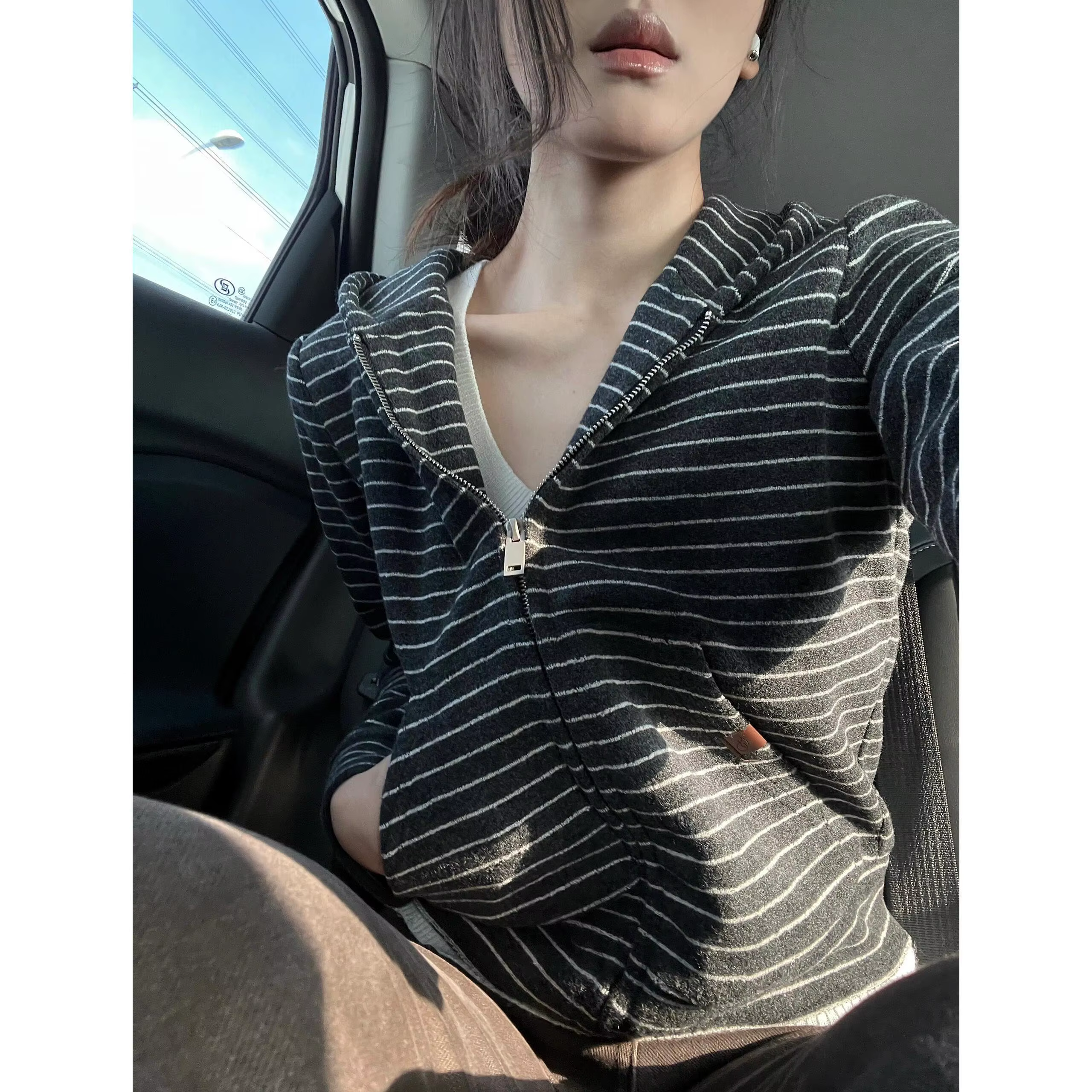 Rayé femmes sweats Cardigan Pull Femme décontracté Chic Sueter Mujer à capuche tricoté Pull vestes a