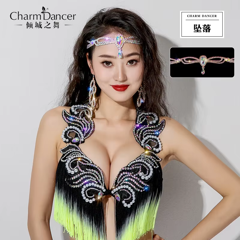 Accessoire de danse du ventre, couvre-chef, chaîne de tête cloutée de diamants, danse orientale, tem