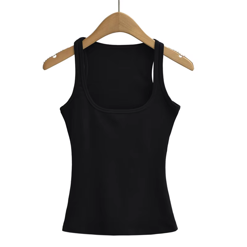 2025 été sport style décontracté mode femmes gilet femmes couleur unie col bas mince gilet street we