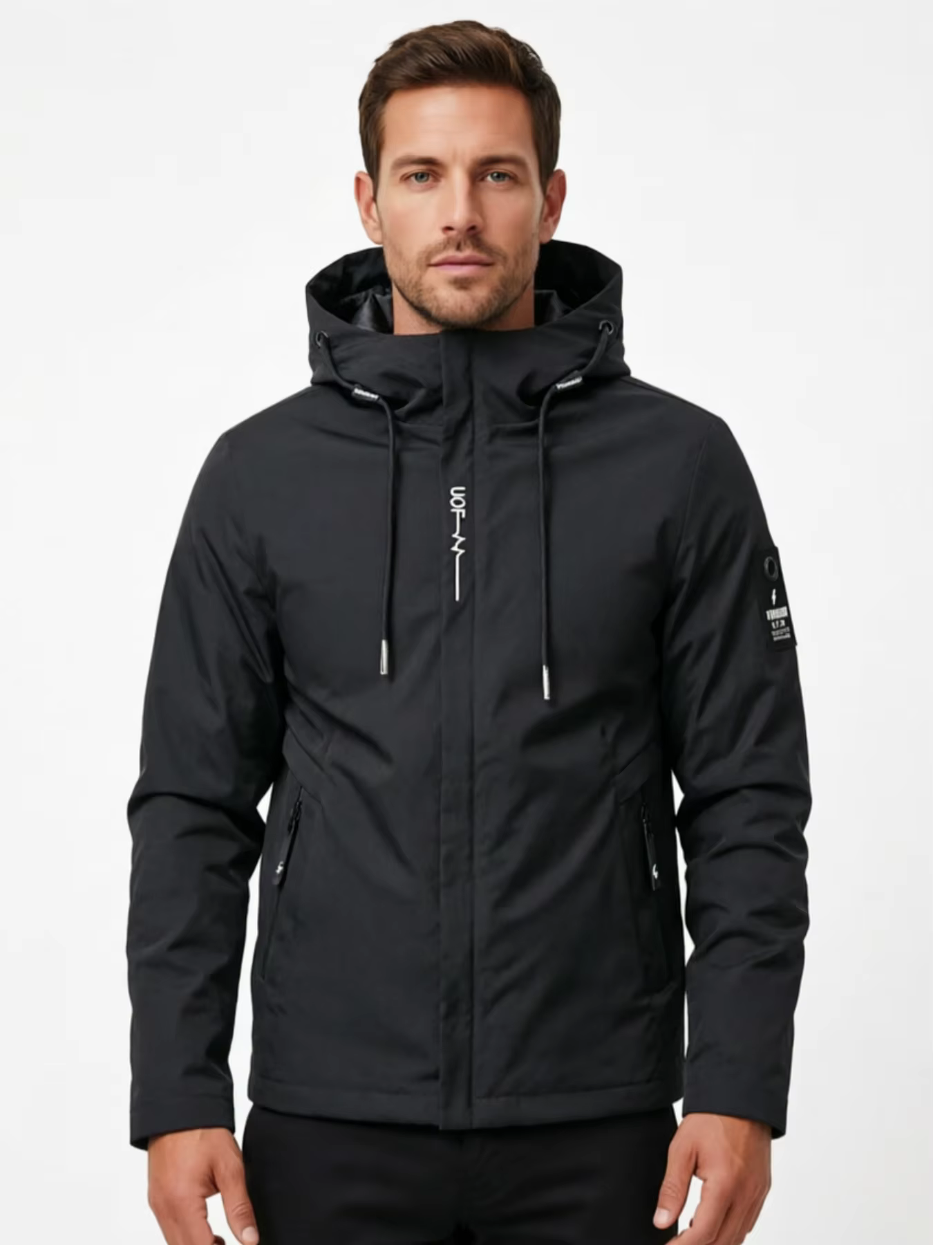 Veste à capuche élégante pour homme - Manteau décontracté léger coupe-vent pour l'extérieur avec poc
