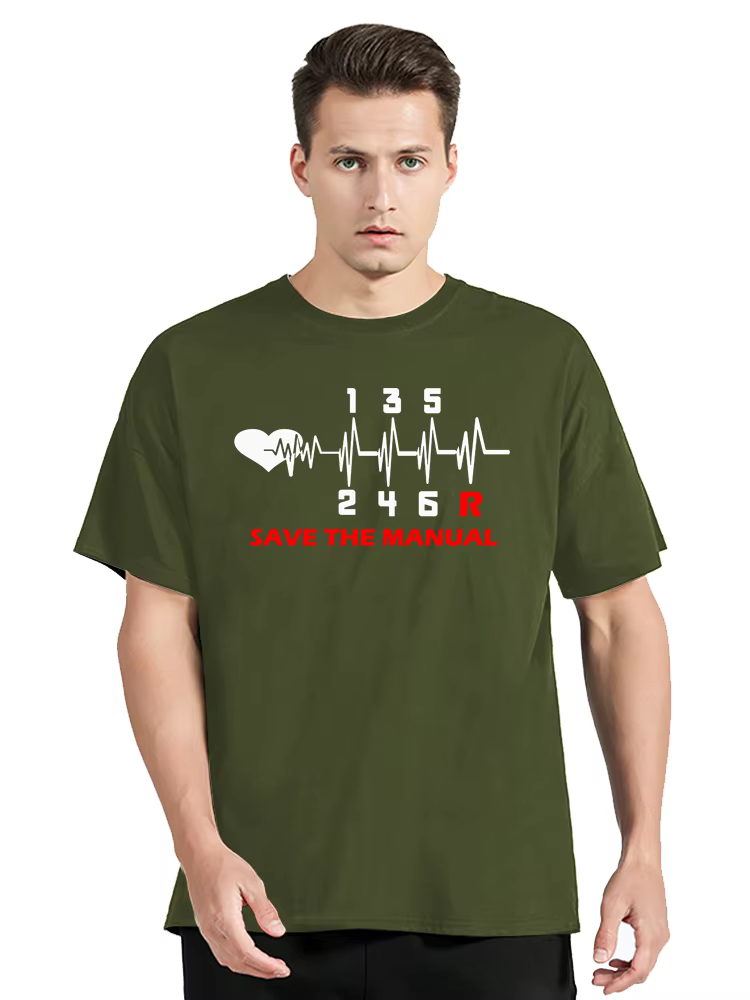 Vintage hommes vêtements T-Shirt sauver le bâton Transmission manuelle trois impression hauts surdim