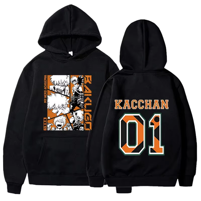 Sweats à capuche imprimés Anime Bakugou Katsuki pour hommes et femmes, pulls à la mode pour l'automn