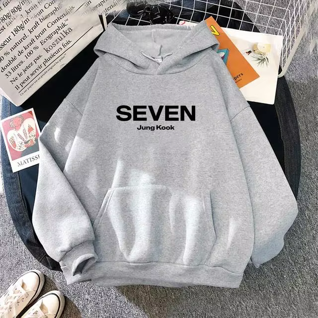 Sweat à capuche avec lettres imprimées JungKook Seven pour femmes/hommes, Harajuku, esthétique, unis