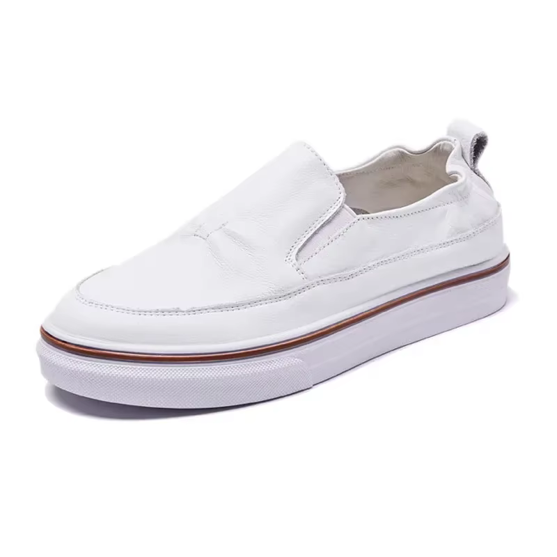 Baskets de mode femmes chaussures en cuir véritable plat printemps automne chaussures blanches en cu