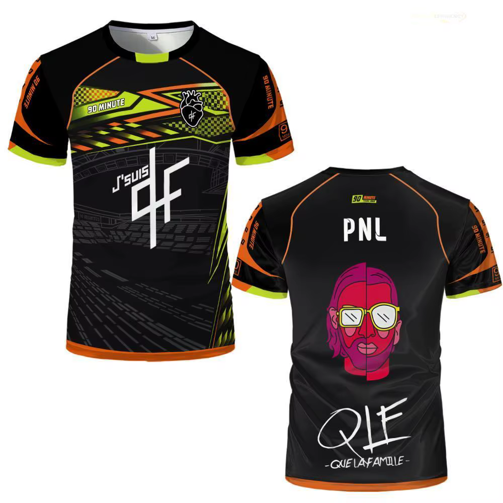 90 Minute PNL J'suis QLF Maillot imprimé T-shirt d'entraînement de football à manches courtes pour h