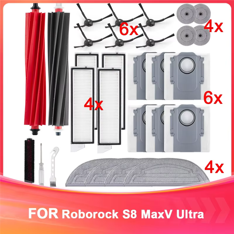 EYFL-Kit d'accessoires pour aspirateur Robot Roborock S8 Maxv Ultra, brosses principales, sacs à pou