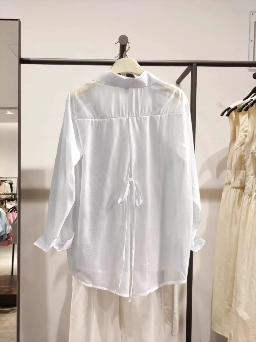 Chemisier Tunique Léger à Col Boutonné et Fente au Dos, Coupe Ample, pour Femme, Printemps-Été 2026,