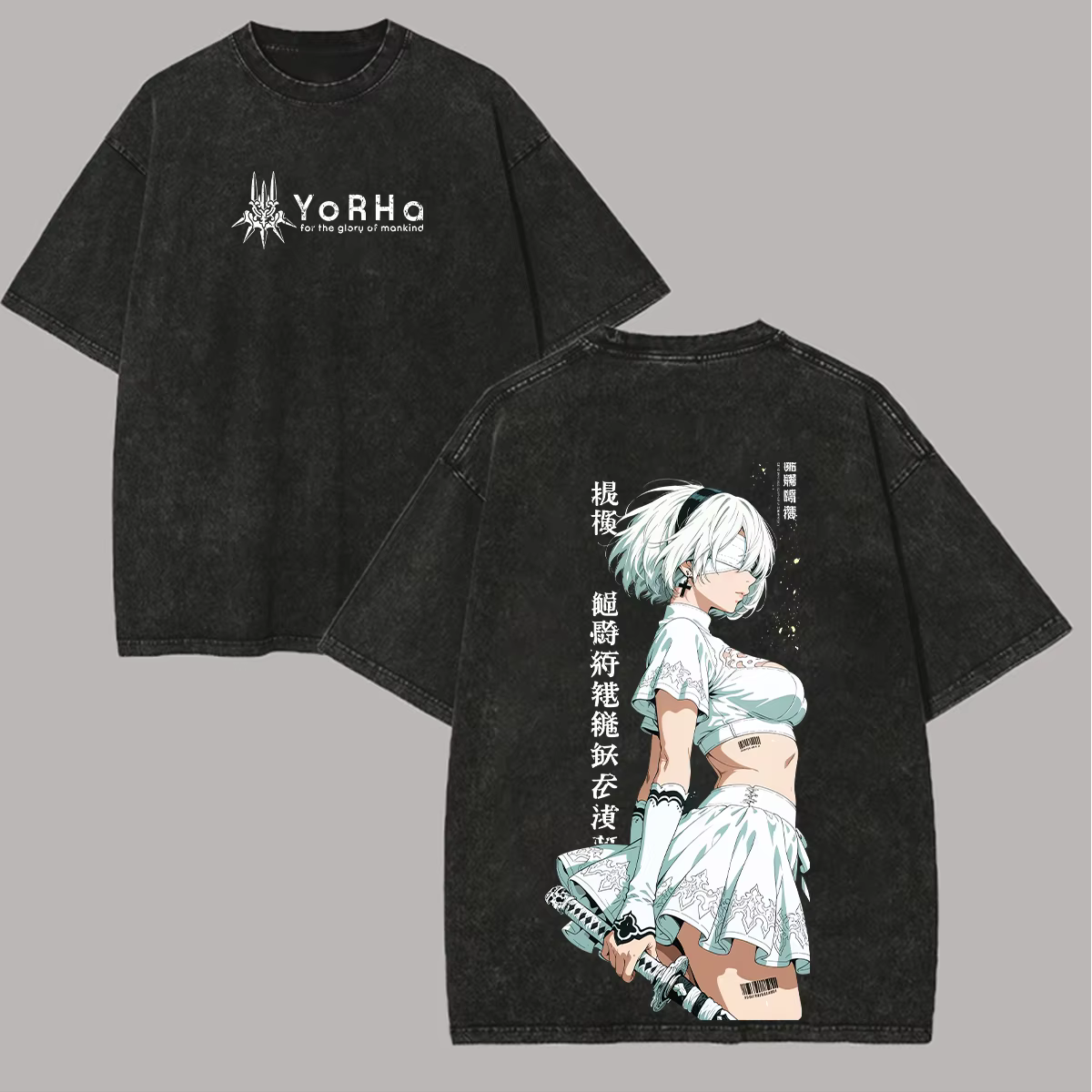T-shirt délavé NieR Anime Lover, vêtements personnalisés, surdimensionnés, unisexes, pour toute l'an