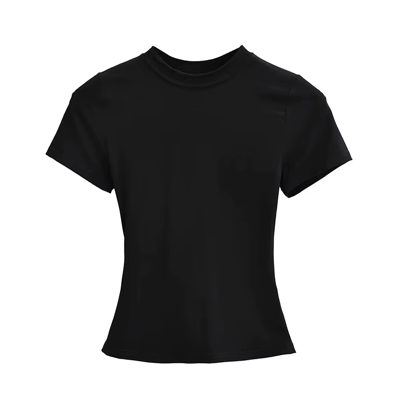 T-shirt Manches Courtes pour Femme, Décontracté, Sexy, Slim, Tendance, Solide, de Haute Qualité, Y2K