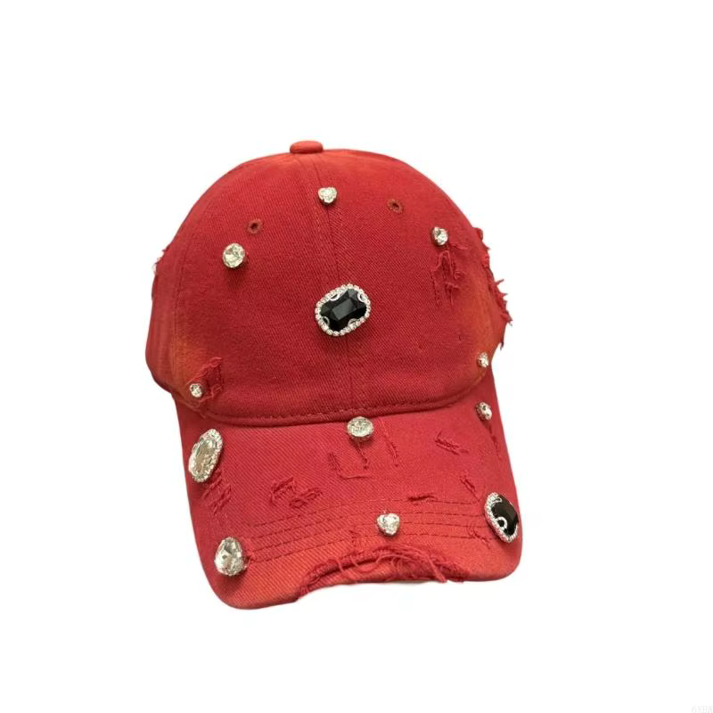 Casquette Baseball avec accent pierre en détresse, chapeau décontracté en coton doux avec sangle arr